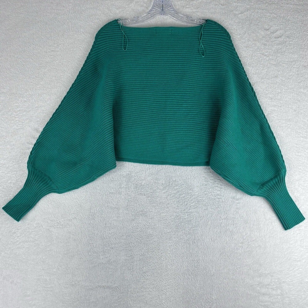 NWT Altar'd State Kelly Green Boat Neck Knit Cropped Sweater Size XS‎ - Picture 9 of 12